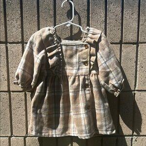 Plaid Tan Kids Casual Dress